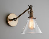 Clear Cone Sconce - Adjustable Light - Rustic Sconce - Wall Light Fixture - Articulating Sconce - Farmhouse Lighting - Light Fixture