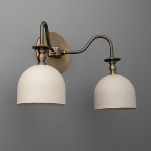 Vanity Lights Light-Double Wall Sconce-Brass Wall Light-White Dome Lamp - Model No. 8710 image 2