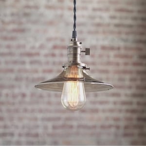 Pendant Lights - Smoked Glass Shade -  Hanging Pendant Light - Industrial Shade Pendant - Edison Pendant - Model No. 9063