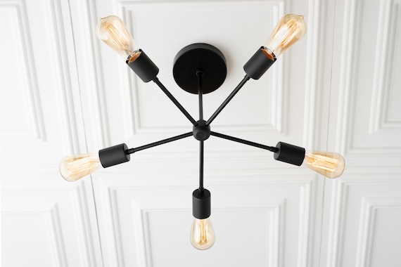 Sputnik Chandelier, Naturous 12 Lights Pendant Lighting, Painted Black Modern Sputnik Light, UL Listed Sputnik Chandelier, Naturous 12 Lights Pendant Lighting, Painted Black Modern Sputnik Light, UL Listed