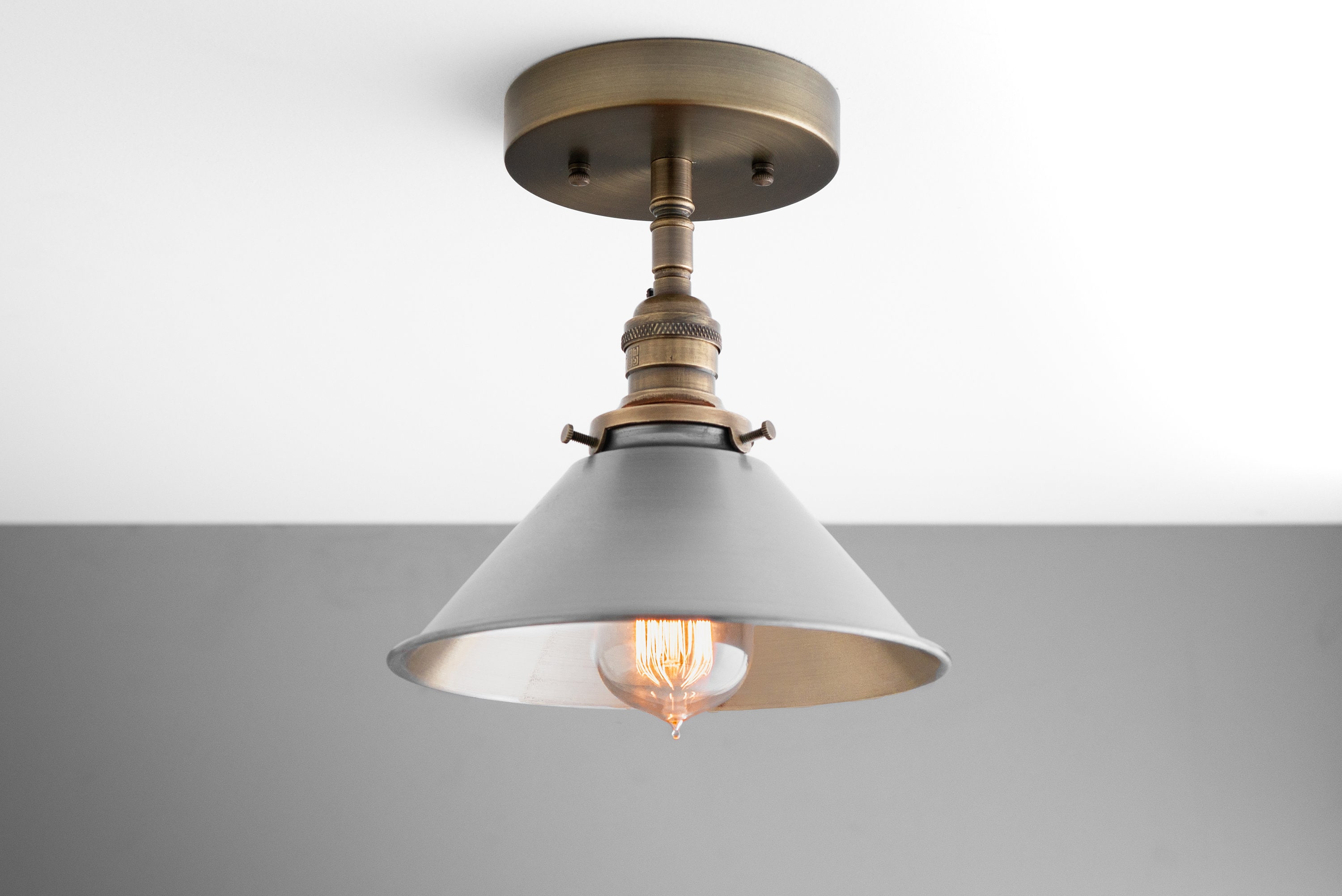 Polished nickel flush 2024 mount ceiling light