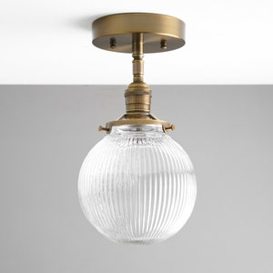 Prismatic Globe Fixture - Ceiling Light - Semi Flush Mount - Victorian Utility Lamp - Model No. 1642