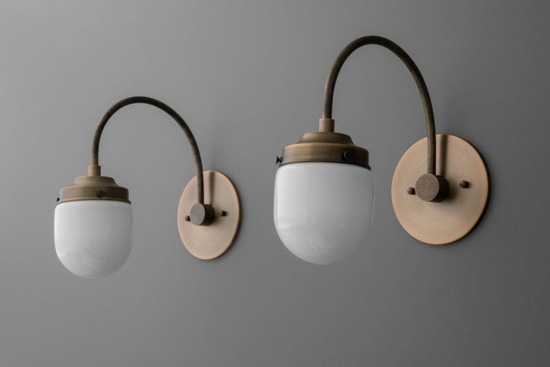 Sconce Light-Brass Wall Sconce-Modern Wall Light-Opal Glass Sconce - Model No. 2729 image 4
