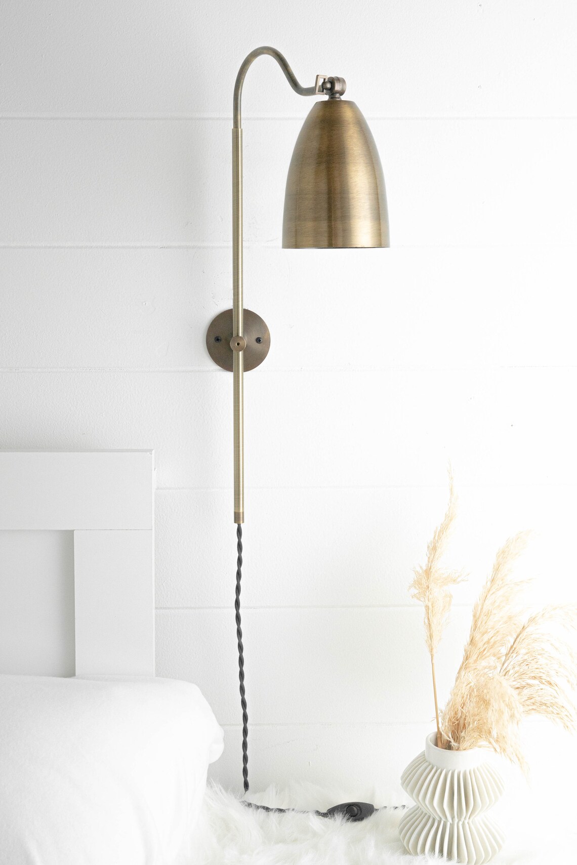 Bedside Lighting Bedside Wall Sconce Plug In Wall Sconce Etsy