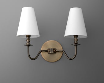 Sconce Light-Brass Wall Sconce-Double Arm Sconce-Antique Brass Light - Model No. 2185