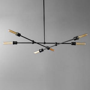 Chandelier Lighting - Edison Ceiling Light - Six Bulb Chandelier - Steampunk Lighting - Black Decorative Light Fixture - Model No. 6440