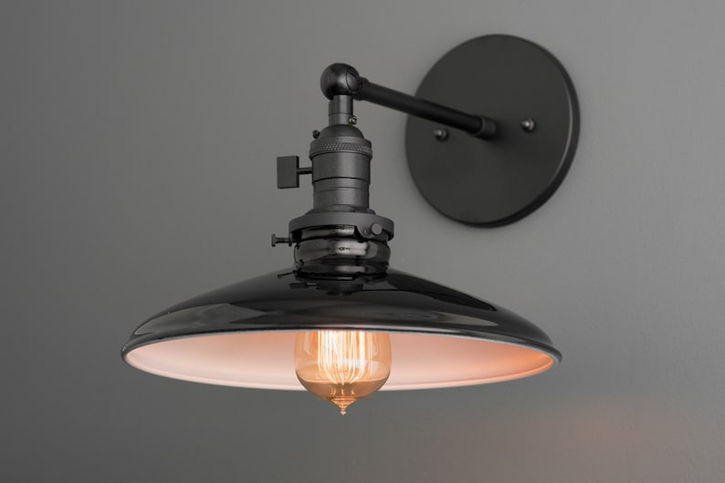 Black Shade Wall Sconce Bedside Light Industrial Lighting Bathroom Sconce Light Fixture Model No. 2911 image 2