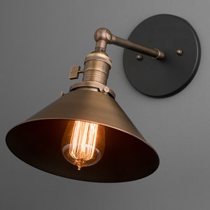 Antique Brass Sconce - Industrial Lighting - Wall Lighting - Rustic Lighting - Adjustable Light - Model No. 8211