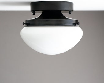 Mushroom Light - Mid Century Light Fixture - Flush Mount Ceiling Light - Milk Glass Lamp - Model No. 8321