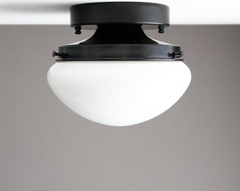 Lámpara tipo hongo - Luminaria de mediados de siglo - Lámpara de techo empotrada - Lámpara de vidrio opalino - Modelo n.° 8321