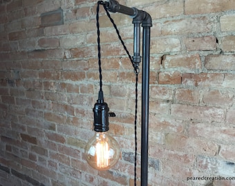 Minimalist Floor Lamp - Industrial Lighting  - Pendant Edison - Steampunk Furniture - Model No. 3037