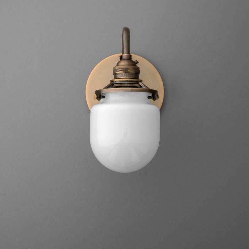 Sconce Light-Brass Wall Sconce-Milk Glass Light-Vintage Wall Lamp - Model No. 1564 image 3