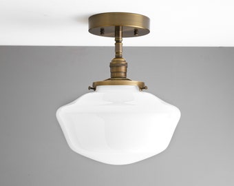 10&quot; Schoolhouse Shade - Ceiling Light - Hanging Lamp - Aged Brass - Schoolhouse Lighting - Model No. 9512
