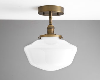 10" Schoolhouse Shade - Ceiling Light - Hanging Lamp - Aged Brass - Schoolhouse Lighting - Model No. 9512