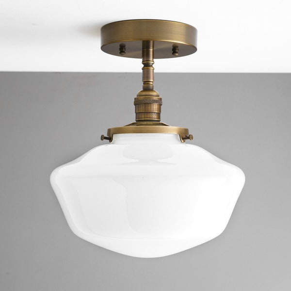 10" Schoolhouse Shade - Ceiling Light - Hanging Lamp - Aged Brass - Schoolhouse Lighting - Model No. 9512