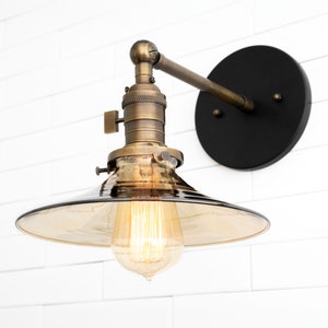 Smoked Glass Sconce - Industrial Lighting - Edison Sconce - Key Socket - Wall Lighting - Model No. 3310