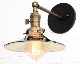 Aplique de vidrio ahumado - Iluminación industrial - Aplique Edison - Toma de llave - Iluminación de pared - Modelo No. 3310