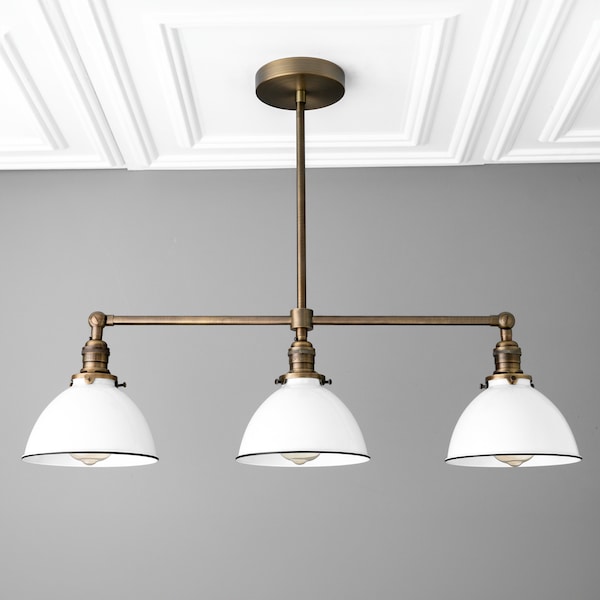 Chandelier Light-White Dome Shade-Farmhouse Lighting-Kitchen Lighting - Model No. 9588