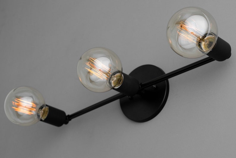 Three Bulb Vanity Light Edison Bulb Bare Bulb Minimalist Etsy