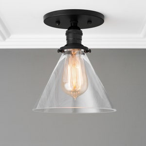 Cone Shade - Ceiling Lampshade - Ceiling Light - Semi Flush - Rustic Lighting - Glass Shade - Industrial Lighting - Model No. 8758