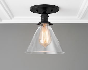 Cone Shade - Ceiling Lampshade - Ceiling Light - Semi Flush - Rustic Lighting - Glass Shade - Industrial Lighting - Model No. 8758