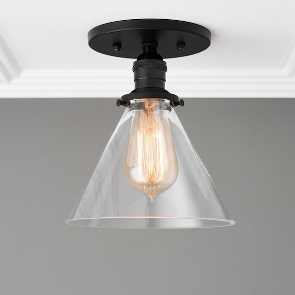 Cone Shade - Ceiling Lampshade - Ceiling Light - Semi Flush - Rustic Lighting - Glass Shade - Industrial Lighting - Model No. 8758