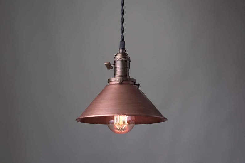 Aged Copper Pendant Industrial Light Shade Ceiling Lighting Edison Bulb Lamp