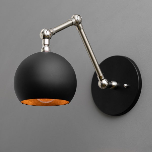 Articulating Sconce - Orb Shade Light - Swivel Wall Light - Industrial Lighting - Sconce Light Fixture - Model No. 7901