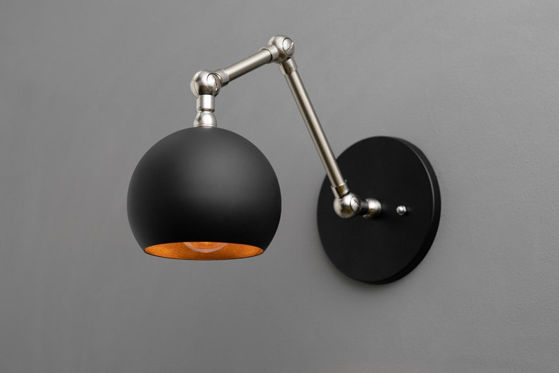 Articulating Sconce Orb Shade Light Swivel Wall Fixture Industrial Lighting Bedside