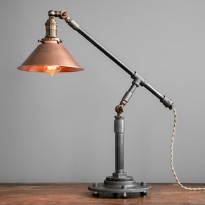 Industrial Table Lamp - Edison Desk Lamp - Copper Lamp - Pipe Lamp - Industrial Furniture - Model No. 4919