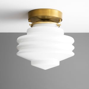 Art Deco Milk Glass Ceiling Fixture - Flush Mount - Ceiling Lamp - Model No. 7575