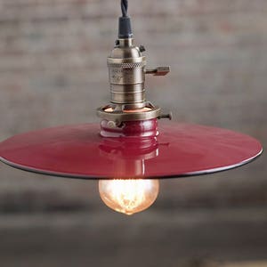 10 Inch Flat Red Shade - Pendant Lights - Warehouse Shade -  Hanging Pendant Light - Industrial Shade Pendant - Model No. 8326