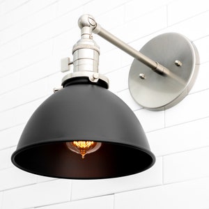 Matte Black Sconce Black Shade Light Fixture Industrial Light Farmhouse Lighting Model No. 4681 Brushed Nickel