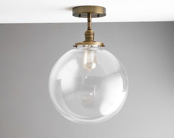 Large Globe Light - Semi Flush Ceiling Light - Hanging Lamp - Globe Pendant - Light Fixture - Model No. 9429