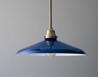 14" Blue Industrial Shade - Ceiling Fixture - Pendant Lamp - Industrial Style Hanging Light - Model No. 5794