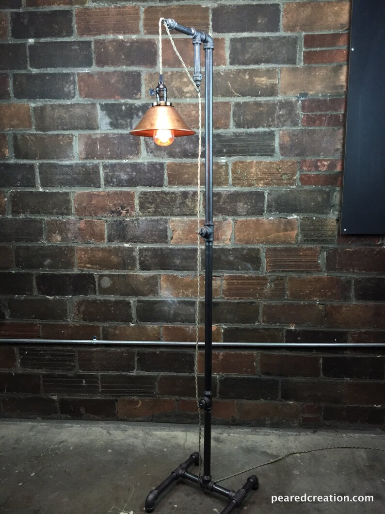 Industrial Floor Lamp Copper Shade Edison Bulb Etsy