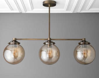 Chandelier Light-Smoked Glass Globe-Kitchen Lighting-Hanging Light - Model No. 4364