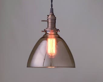 Smoked Glass Pendant - Hanging Edison Light - Industrial Pendant - Modern Lighting - Model No. 4693