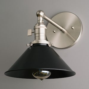 Industrial Lighting - Wall Sconce -Black Shade Light - Farmhouse Lighting - Bathroom Sconce - Model No. 9144