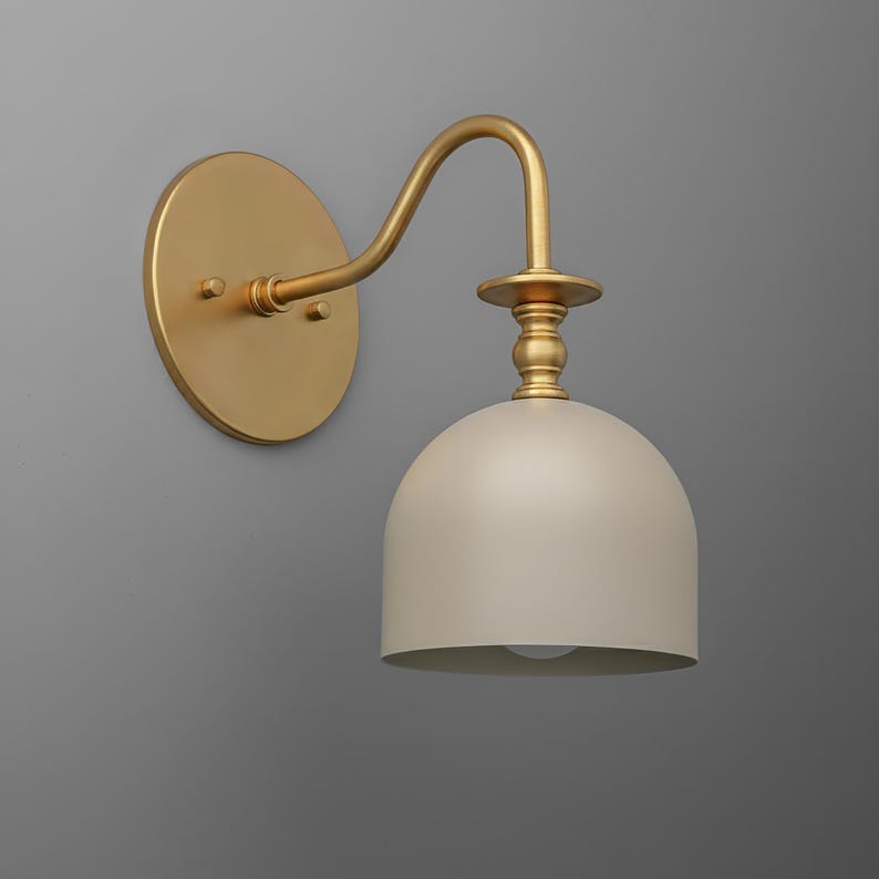 Sconce Light-Brass Wall Sconce-Beige Dome Light-Minimalist Lighting - Model No. 3353 image 5