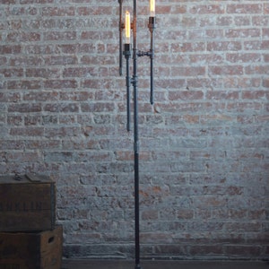 Bare Bulb Floor Lamp Industrial Floor Lamp Gothic Lamp Steampunk Lamps Pipe Lamp Industrial Furniture Model No. 6259 image 2