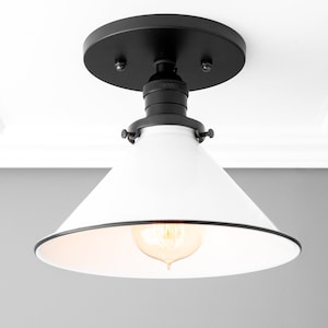 White Cone Shade - Industrial Lighting - Flush Mount Light - Light Fixture - Kitchen Lighting - Model No. 5271