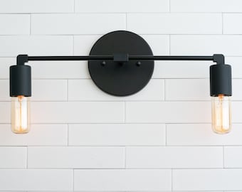 Wall Lighting - Vanity Light - Bathroom Light - Wall Lamp - Black Lighting - Industrial Bathroom -Minimalist Vanity - Light - Model No. 3289