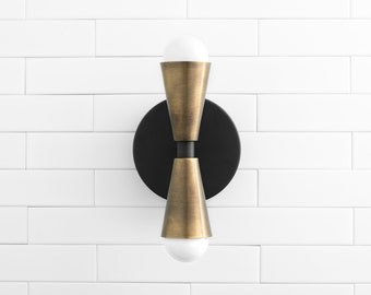 Antique Brass Sconce - Wall Light Fixture - Matte Black/Brushed Nickel Light - Small Cone Sconce  - Model No. 4717