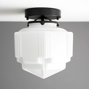 Art Deco Lighting - Milk Glass Light - Flush Mount - 1920&#39;s Lighting - Ornate Ceiling Light - Model No. 5122