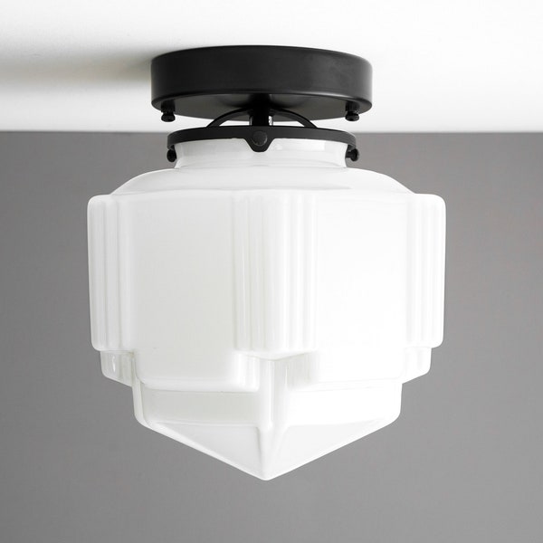 Art Deco Lighting - Milk Glass Light - Flush Mount - 1920's Lighting - Ornate Ceiling Light - Model No. 5122