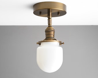 Rounded Opal Utility Light - Industrial Light Fixture - Lighting for Ceiling - Opal Glass - Model No. 7256