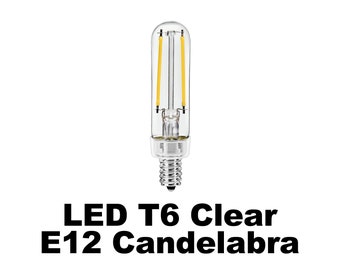 4 Watt - 300 Lumens - LED T6 Clear E12 Candelabra