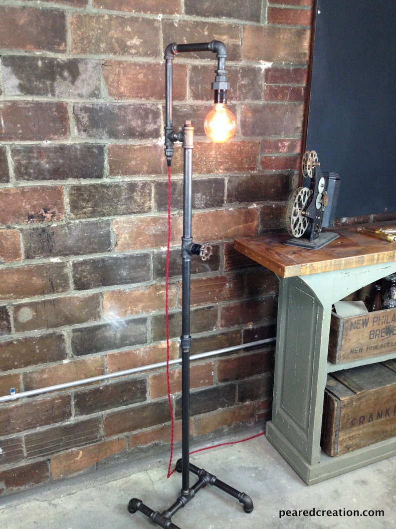 Edison Bulb Floor Lamp Industrial Style Bare Bulb Light Steampunk Lamps Model No. 9917 image 6