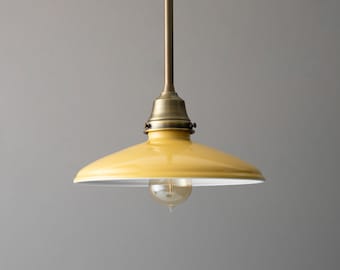 Pendant Lamp - Ceiling Fixture - 10" Harvest Gold Shade - Industrial Style Hanging Light - Model No. 8617